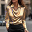 Temperament Print Simple Swing Collar Shirt Collar Women