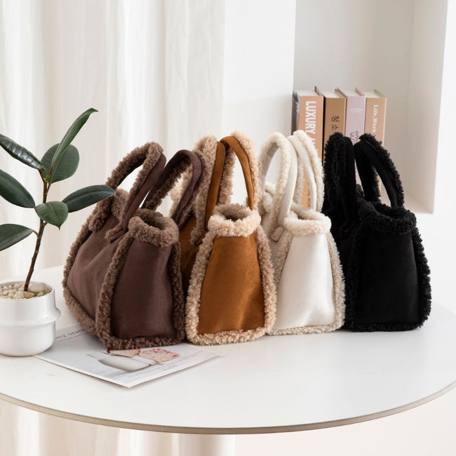 Womens Plush Crossbody Tote Bag Main Image