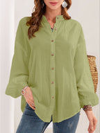 New Style Long-sleeved Shirt Cotton Linen Shirt Cardigan Women