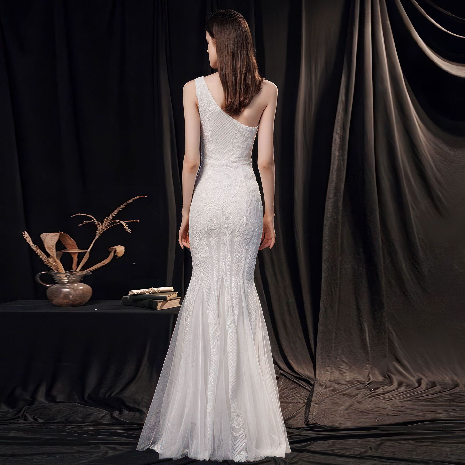 Women's High-end Entry Lux Elegant Socialite Dinner Party Sexy Long Slimming Fishtail Dress