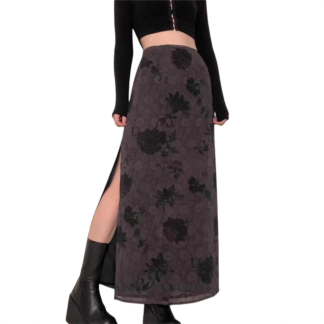 Split Skirt Versatile Casual Fashion Plant Flower Digital Printing Hover Image