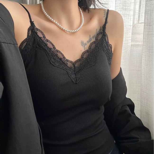 Womens French Lace V-Neck Camisole Hover Image