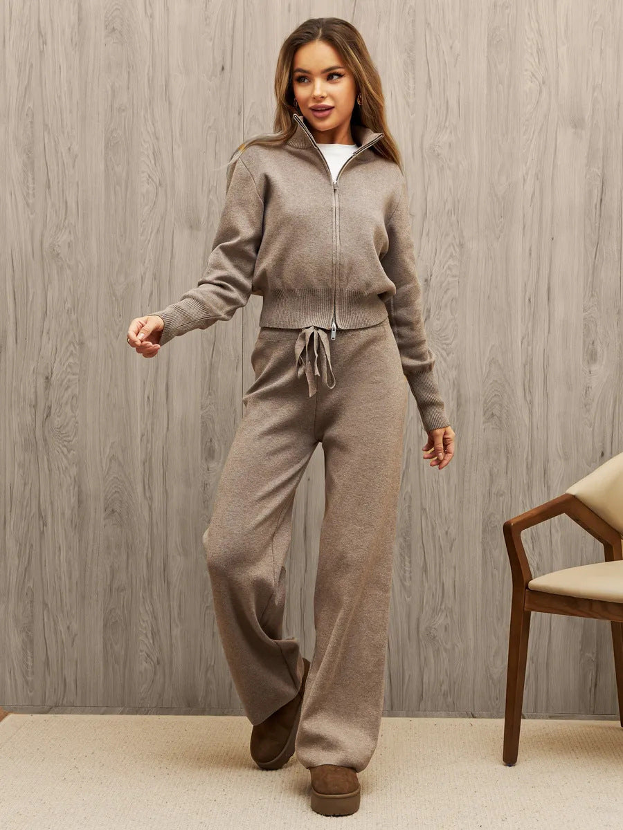 Ensemble deux pièces décontracté cardigan pour femme