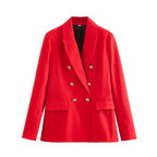 Autumn Women's Double-Breasted Slim-Fit Blazer