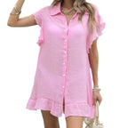 Women's Shirt Cardigan Ruffled Sexy Dress