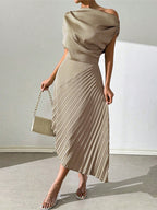 Elegant Ruffled Design Irregular Dress Women