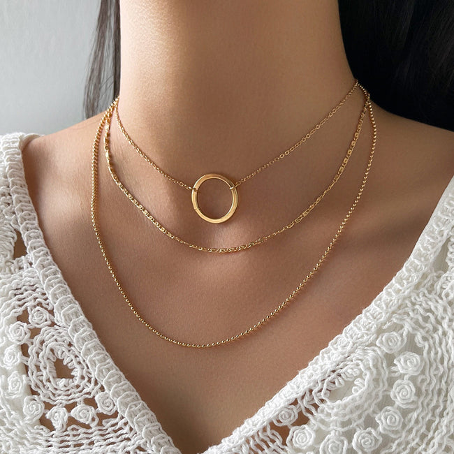 Circle Necklace Clavicle Chain Necklace Women Hover Image