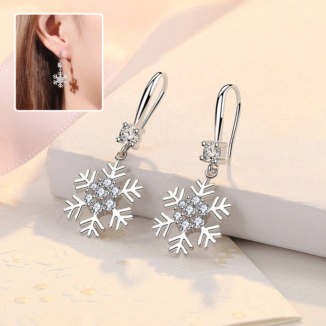 Temperament Snowflake Earrings With Rhinestones Fashion Personalized Christmas Earrings For Women Jewelry Hover Image
