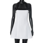 Sexy Black Halter Off Shoulder White Mini Dress Women Sleeveless Casual Vestido Spring Summer Lolita Y2K Clothes