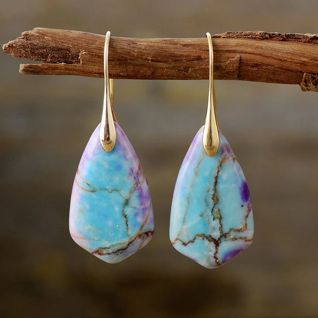 Unique Natural Stone Jewelry Ethnic Gold Plated Earrings For Women Main Image