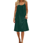 Women's Solid Color Spaghetti Strap Backless Dress - Sleeveless Summer Bodycon Fit Casual Evening Dress For Daily Wear Holiday Outfit