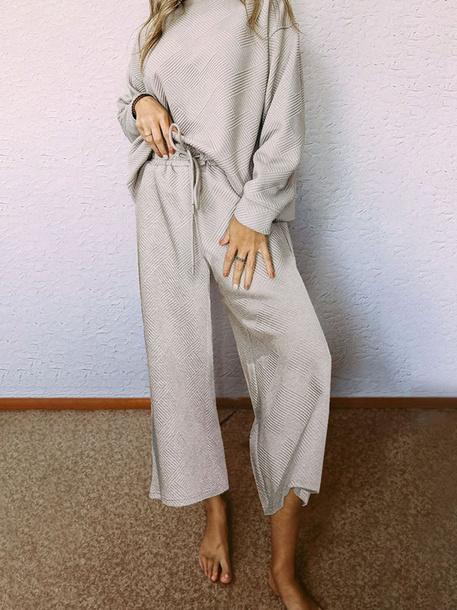 Solid Color Texture Casual Suit European And American Thick Loose Drawstring Sports Two-piece Set Main Image