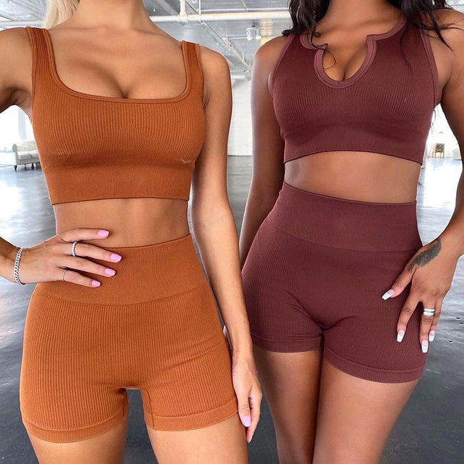 Women's Tank Top Shorts Set Two-Piece Yoga Suit Hover Image
