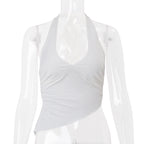 Halter Strap Irregular Solid Color Vest Top For Women