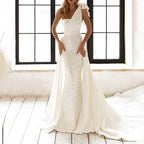 European And American Women's Clothing Slim Fit Fashion Dress Sequins White