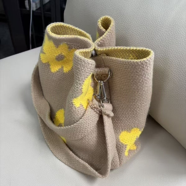 Hand-Crocheted Flower Tote Bag For Women Main Image