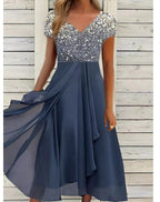 Chiffon Patchwork Floral Ladies Chiffon Dress