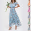Flowers Print Short Sleeve Dress Summer Fashion Ruffle Beach Dresses Women's Clothing