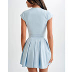 Women's French Fashion Pleated Skirt Elegant Slim High Waist Dress