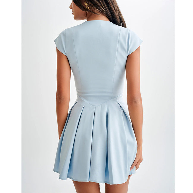 Women's French Fashion Pleated Skirt Elegant Slim High Waist Dress Main Image