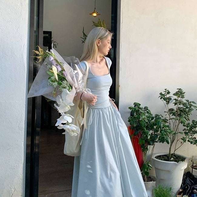 Patchwork Knitting Long Dress Women Main Image