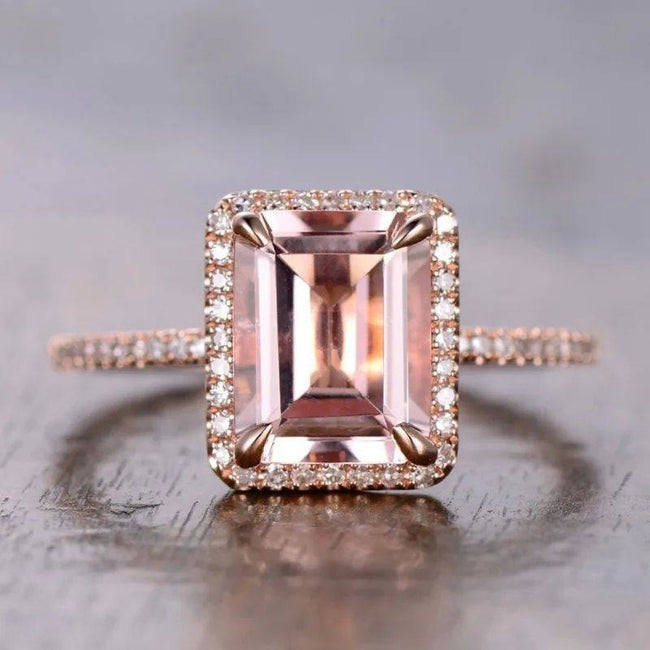 Luxury Champagne Zircon Engagement Wedding Rings For Hover Image