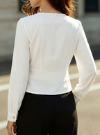 Stylish Elegant Slimming Long-sleeve V-neck Blouse For Women