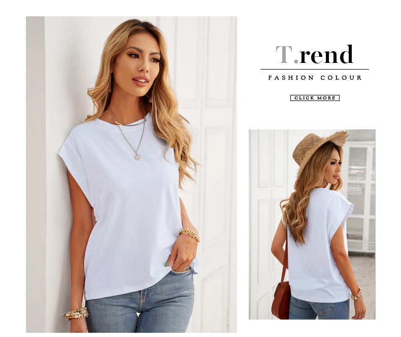 European And American Summer Loose Knitted Bottoming Shirt Sleeveless Round Neck Shirt Women
