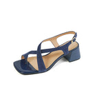 Chunky Heel Cross Strap Toe Ring Sandals Women