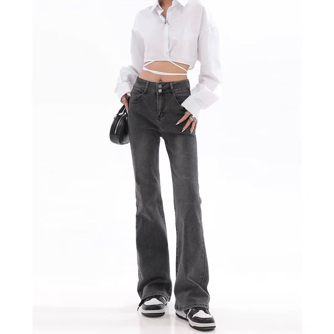 Retro American Slightly Flared Jeans Women Main Image