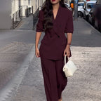 Womens Stylish V-Neck Blazer Suit