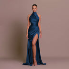 Satin One-shoulder Trailing Dress For Women