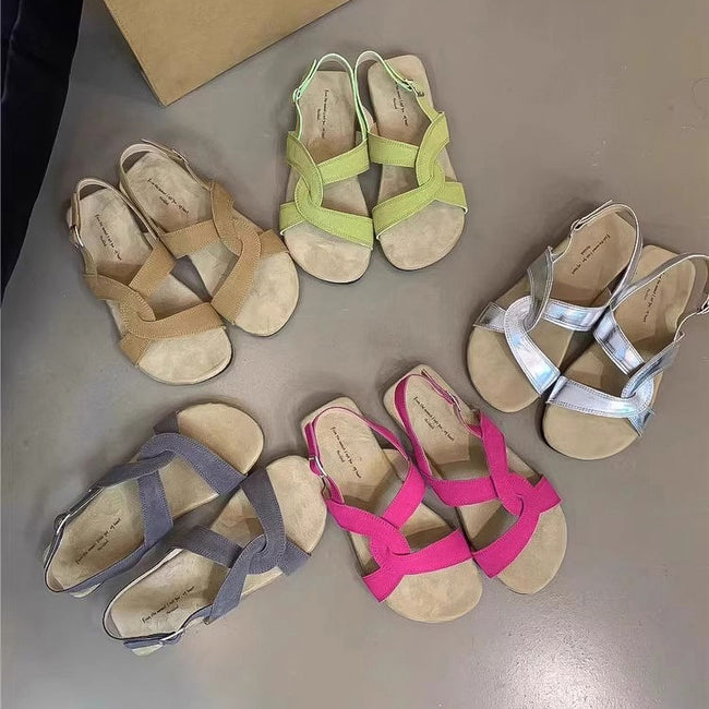 Retro Cross Strap Buckle Sandals For Women Summer Main Image