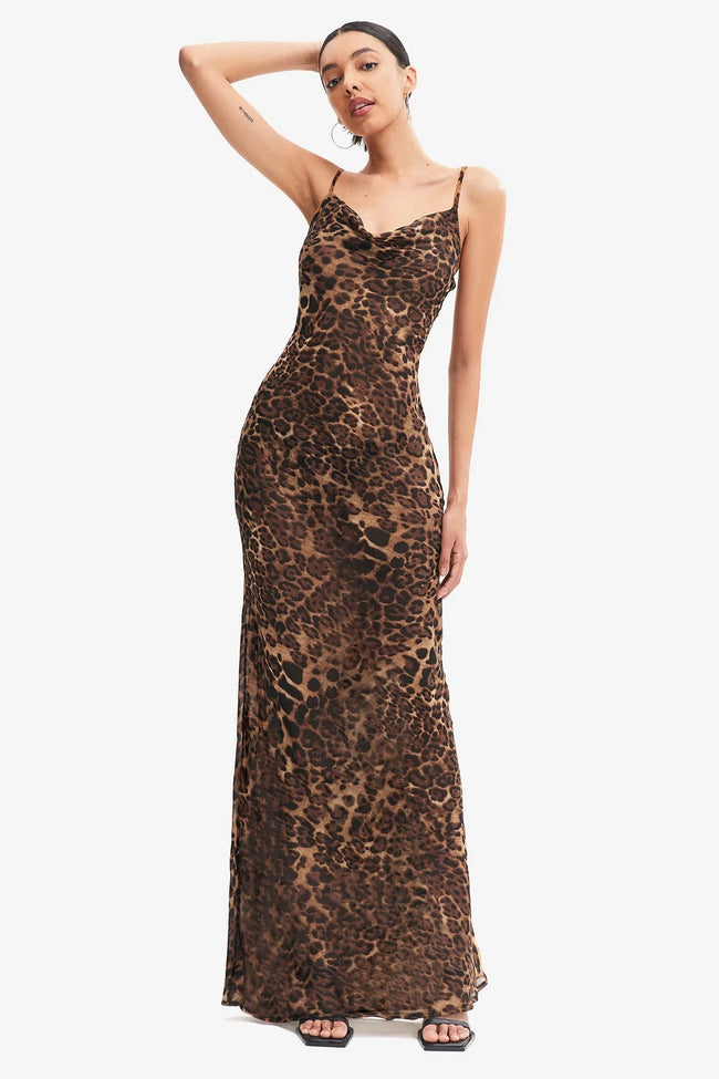 Slip Back Leopard Print Dress With Straps Hover Image