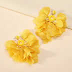 Handmade Bohemian Beaded Chiffon Flower Tassel Earrings For Women Tropical Vacation Statement Jewelry