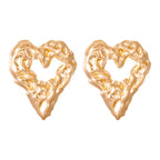 New Pleated Lava Hollow Heart-shaped Earrings Personality Exaggerated Love Earrings For Women Valentine's Day Jewelry