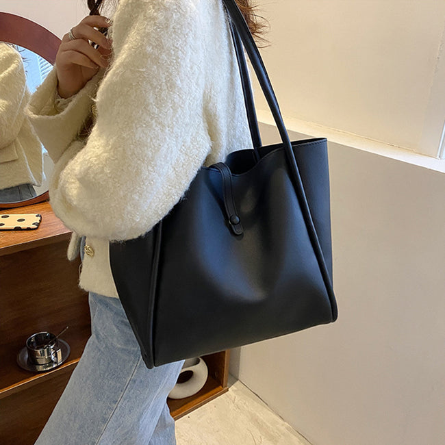 Casual Large Capacity Tote Bags For Women Fashion Solid Color Shopping Shoulder Bag With Wallet Ladies Handbag Main Image