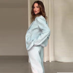 Season New Women's Clothing Solid Color Polo Collar Suit Trousers Two-piece Set