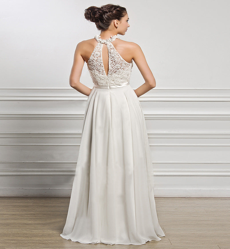 Sleeveless Halterneck Wedding Temperament Bridesmaid Dress