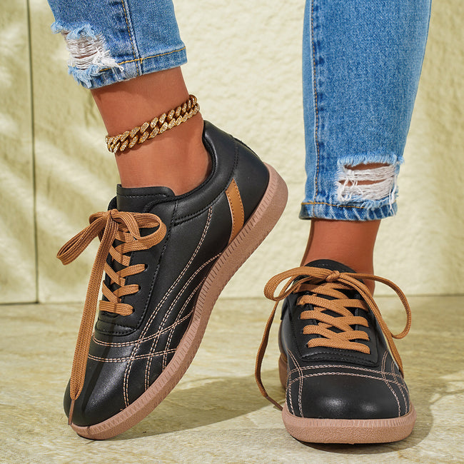 Retro Lace-Up Sneakers Fashion Casual Thick-soled Sports Shoes For Women Round Toe Slip On Casual Shoes Main Image