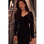 Women Fashionable Temperament Gold Velvet Dress