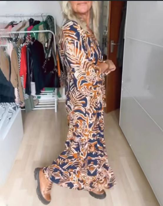 Printed Long Slimming Dress