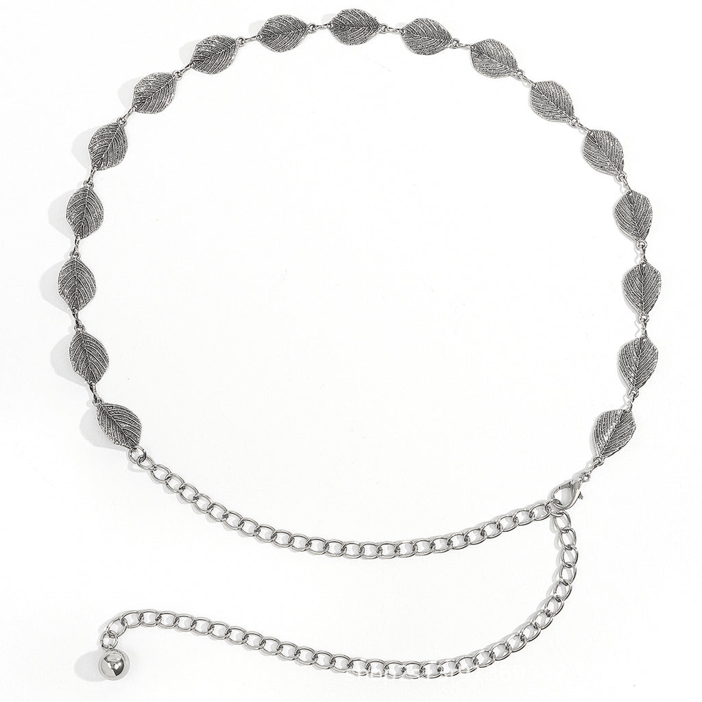 Leaf Style Waist Chain Retro Paired With Denim Skirt And Pants