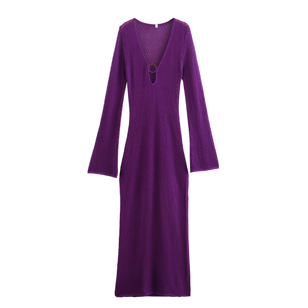 European And American Style Cutout Split Dress Women
