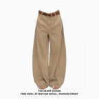 Retro Khaki Machete Jeans For Women Wide-leg Straight Trousers