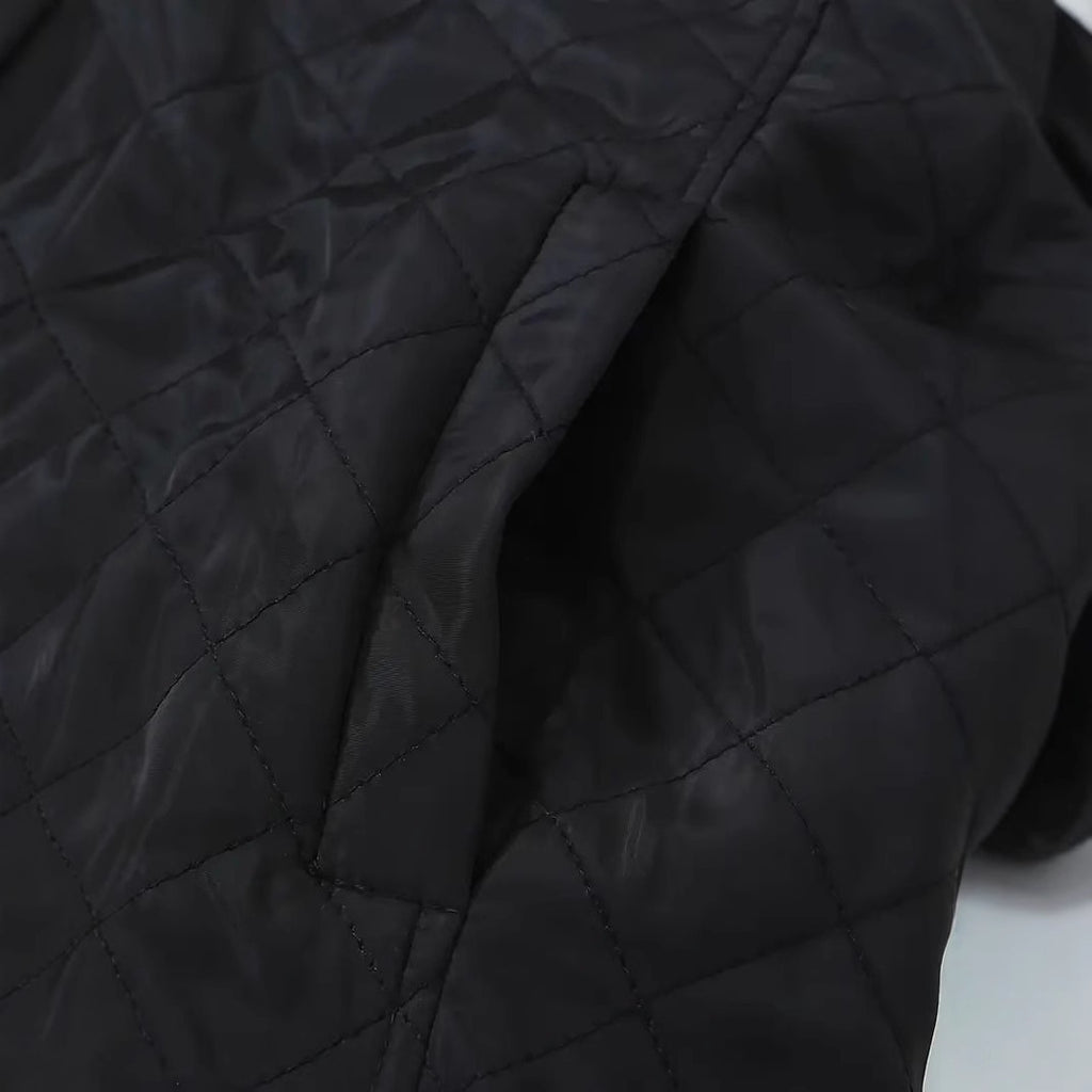Mid-length Small Plaid Hooded Long-sleeved Warm Jacket