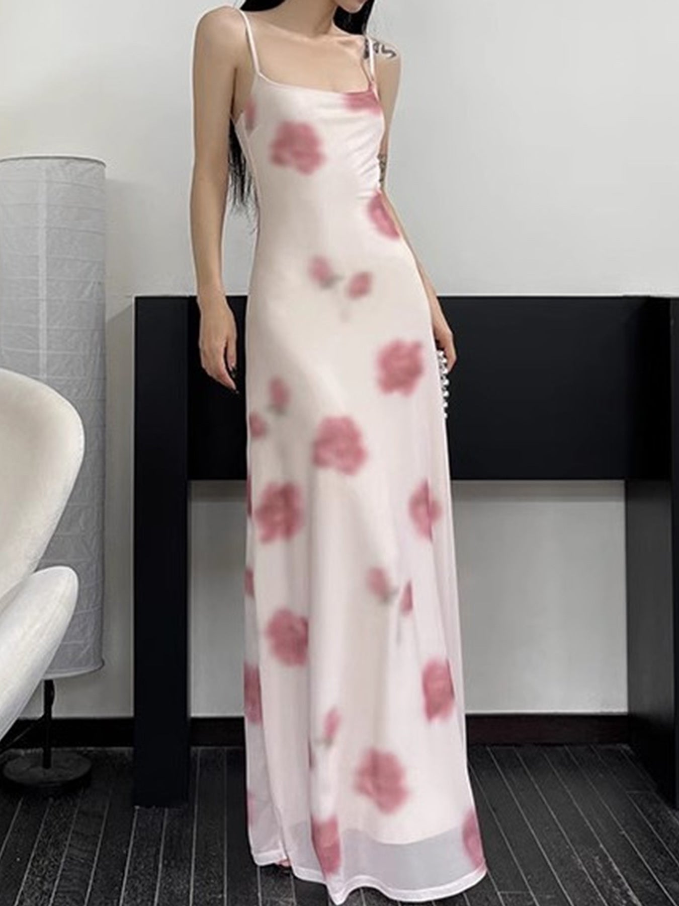 Printed Stretch Mesh Camisole Dress Women