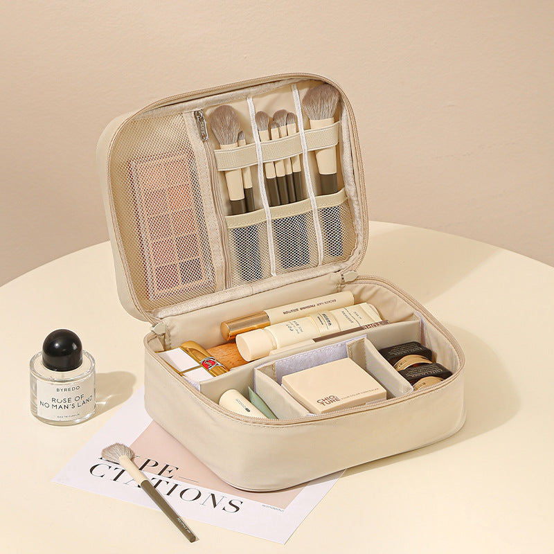 Portable Oxford Cloth Makeup Bag With Dividers