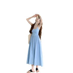 Gentle Blue Pleated Suspender Dress