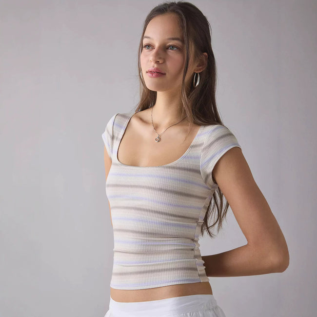 Designer-style Polka-dot Retro Square-neck Ribbed Tank Top With Straps For Women Main Image